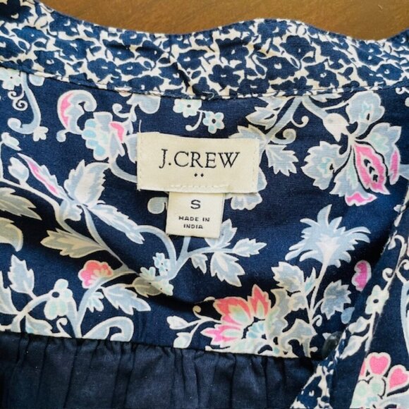 J. Crew Factory Mixed Floral Tiered Cotton Block Print Mini Dress Small - Picture 7 of 9